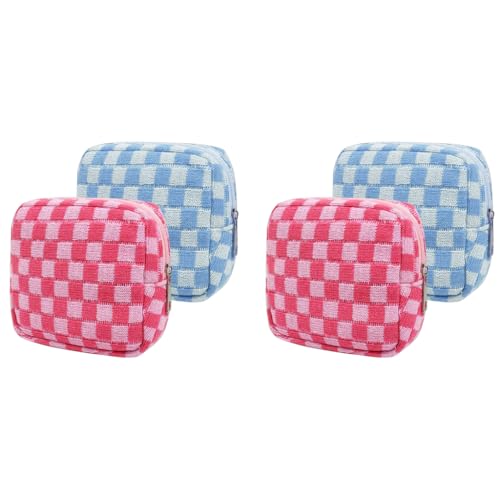MAYCREATE® 4PCS Sanitary Pad Pouch 5.5in Small Makeup Checked Print Coin Purse Zipper Napkin Pads Bag Feminine Period Supplies Storage Travel Teen Girls Women MAYCREATE® 4PCS Sanitary Pad Pouch 5.5in Small Makeup Checked Print Coin Purse Zipper Napkin Pads Bag Feminine Period Supplies Storage Travel Teen Girls Women